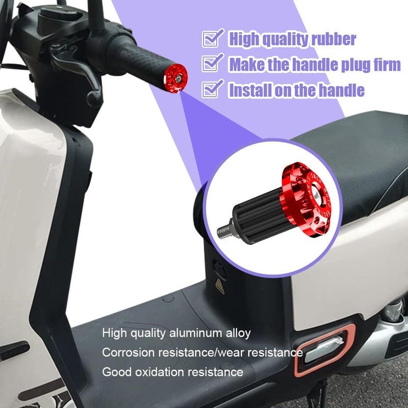 Lecctso 2PCS Universal Motorcycle Bar End Plug, Aluminum Alloy Handlebar Grip End Caps, 7/8" 22mm Moto Grips Ends Replacement for Kawasaki, Suzuki, Yamaha, Ducati (Red) - Image 4